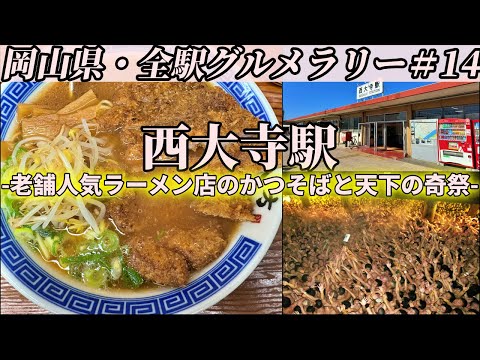 【西大寺駅】岡山を代表する人気ラーメンのカツそばを食べて、”天下の奇祭”西大寺はだか祭りを拝むツーリング【岡山県・全駅グルメラリー#14】