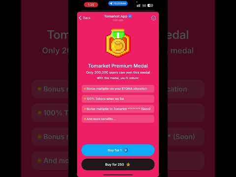 Tomarket Premium Medal TGE optional Step | Tomarket Airdrop 100% Claim #tomarket $TOMA