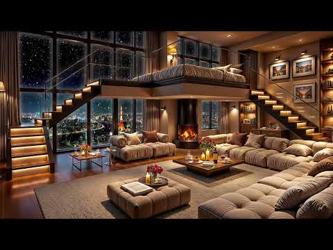 Tokyo Snowy Winter Night ❄️ Luxury Apartment Ambience with Smooth Jazz Saxophone Music for Sleeping