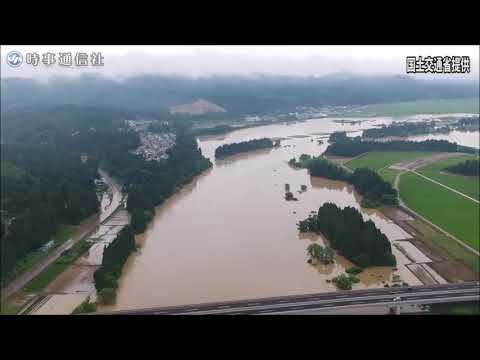 秋田で大雨、雄物川など氾濫