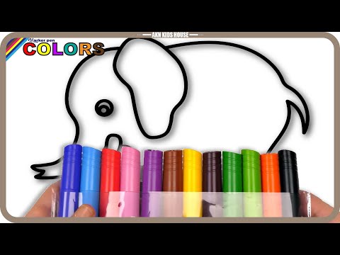 ANIMALS 🐘 Warna warni Elephant Drawing, Coloring, and BIG Marker Pencil -AKN Kids House