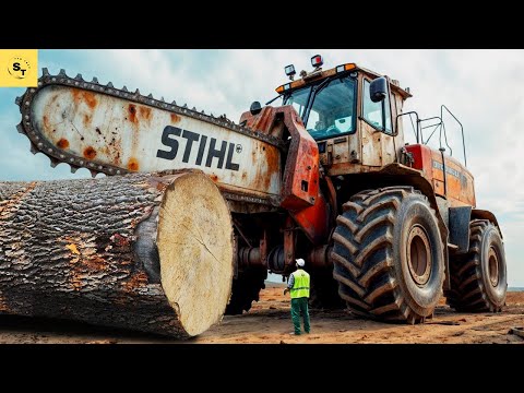 World's Most Dangerous & Fastest Chainsaw Machines in Action | Monster Stump Removal Excavator