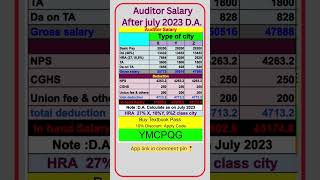 Auditor latest Salary as on July 2023 || cag auditor salary || auditor salary after July 2023 DA ||