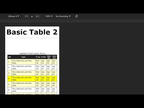 Style Groups of Columns and Alternate Rows of Color in a Web Table