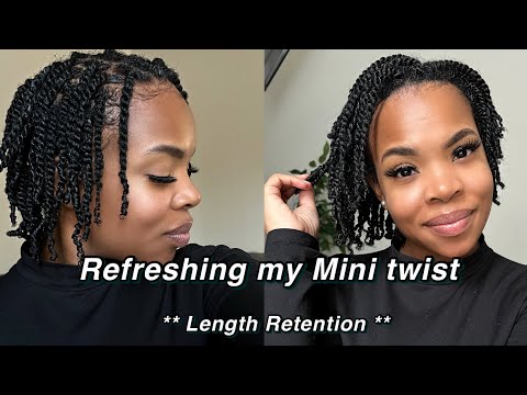 How I refresh my mini twist for “Length Retention” |Natural Hair| two-strand twist