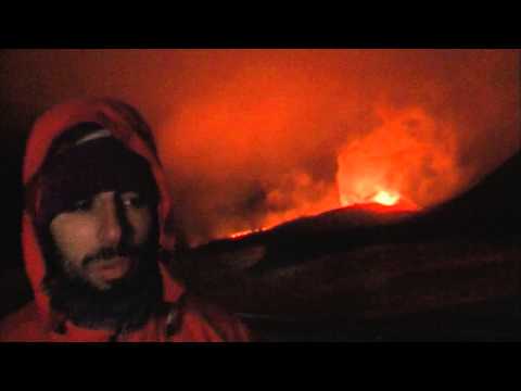 At an erupting volcano in Iceland - 2010