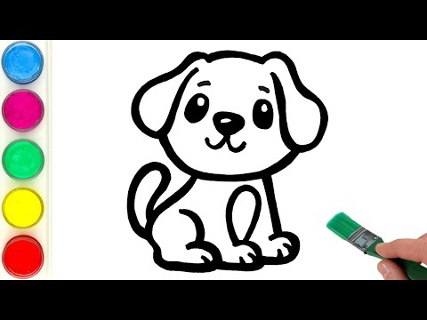 Colorful Puppy Drawing, Painting, Coloring for Kids and Toddlers | How to Draw Animals