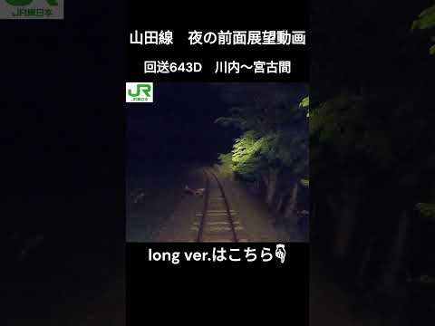 【JR東日本】 夜の山田線　前面展望　回643D　(川内〜宮古)