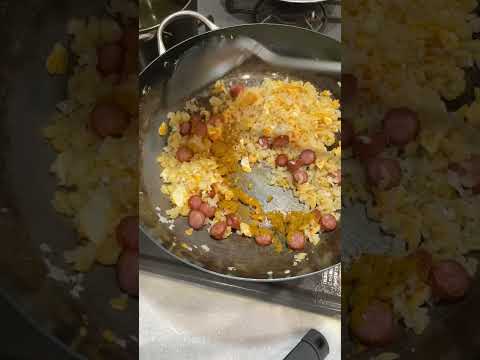 ウインナー入りカレーチャーハン, Curry Fried Rice with Sausage #cooking