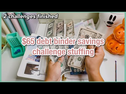 $65 debt binder stuffing | savings challenges | scratch offs & roll the dice | budgetwithamanda