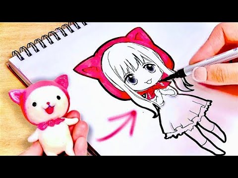 【猫から→女の子に変身おえかき❤️】みーみの原型イラストを描いて.リカちゃんとフィギュア作りに挑戦(#たまごMammy)