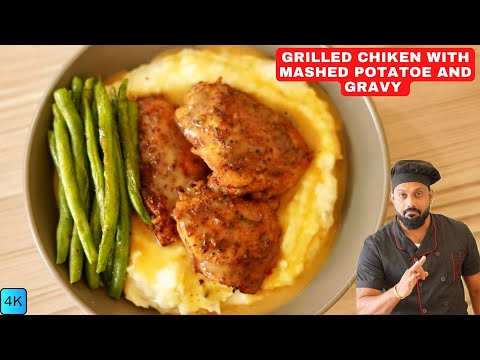 സൂപ്പർ ക്രീമിയായിട്ടുള്ള Mashed Potato & Grilled Chicken With Gravy Malayalam Recipe