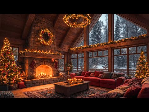 Christmas Jazz Instrumental Music 2025 & Warm Crackling Fireplace Sounds 🔥 Cozy Christmas Ambience 🎄