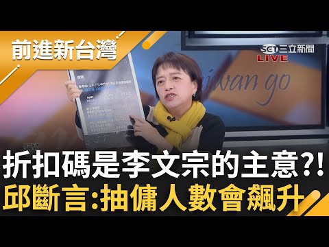 折扣碼是李文宗出的主意?!邱明玉曝涉帶貨折扣抽傭人數恐飆升...酸民眾黨:人家拚選票你在拚鈔票｜王偊菁主持｜【前進新台灣 精彩】20241219｜三立新聞台