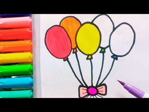 Drawing and Painting Colorful Balloon for Kids & Toddlers | Simple Drawing, Coloring #drawing