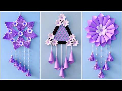 3 Quick Easy Paper Wall Hanging Ideas / HeartFlower Wall decor / Cardboard Reuse / Room Decor DIY