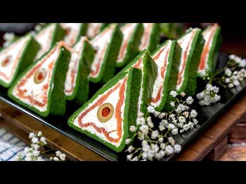 How to make green party snack. Colorful spinach layer appetizers