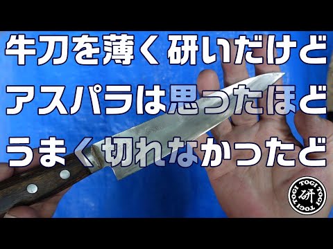 牛刀を研いでアスパラをきれいに切るのは思ったより難しかった＠TOGITOGI動画