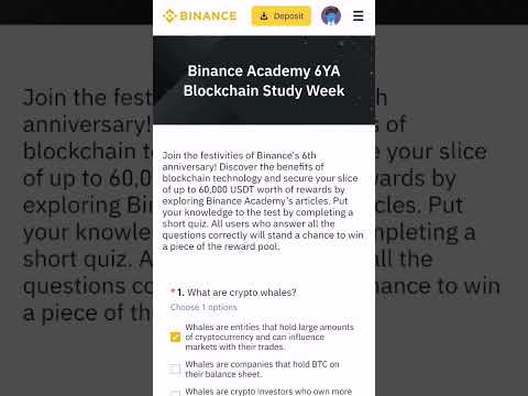 Binance learn and earn quiz answers 2023 | BINANCE 6YA Study Week Quiz Answers