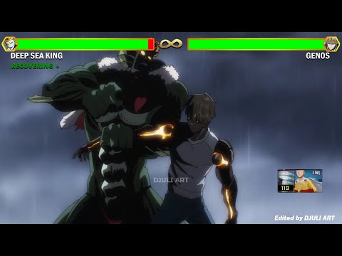 Genos VS Deep Sea King With Healthbars | One Punch Man