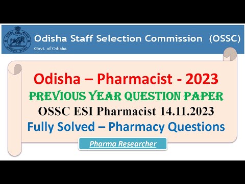 Odisha Pharmacist Previous year question paper 2023 OSSSC pharmacist #pharmacist #osssc