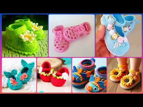 Hermosos patrones de zapatos de bebé tejidos a crochet hechos a mano