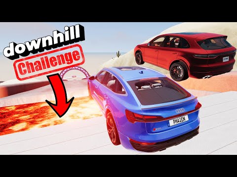 SUV Cars VS Dangerous Downhill Track Challenge  - BeamNG Drive