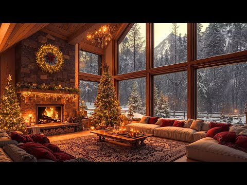 Warm Christmas Ambience 🎄 Relaxing Christmas Jazz Instrumental & Cozy Crackling Fireplace Sounds 🔥