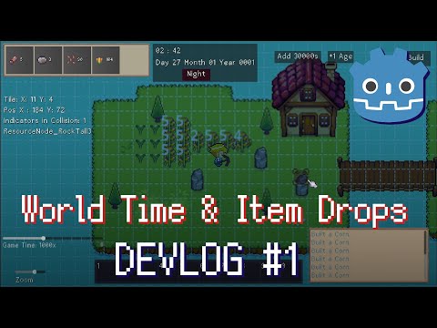 World Time & Item Drops Plugins for 2D Godot 4 GameDev - Devlog #1