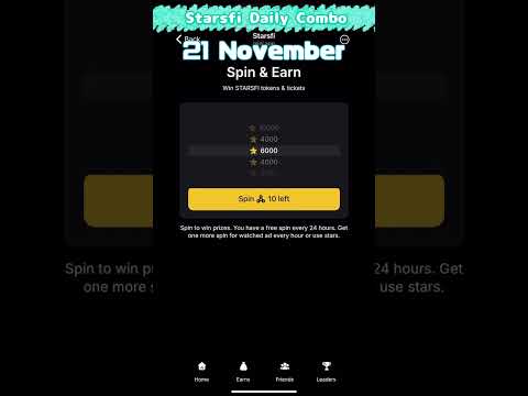 ⭐️【Starsfi】Starsfi Daily Combo | 21 November #starsfi #Daily #combo #today #21november #telegram