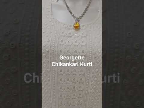 Georgette Chikankari White Kurti available in Sizes 38/40/42/44. we ship within USA. #kurti #kurtis