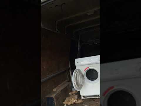 Firework inside a washing machine inside a van