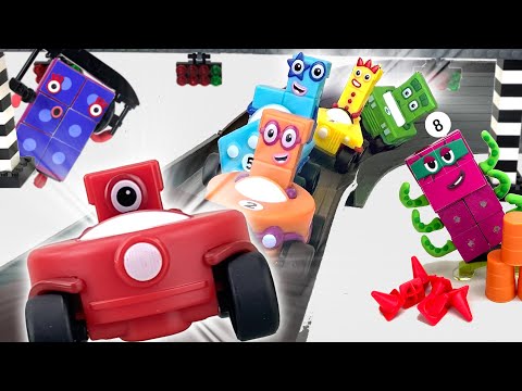 Numberblocks Racers with Official Numberblocks Racing Cars || Keith's Toy Box