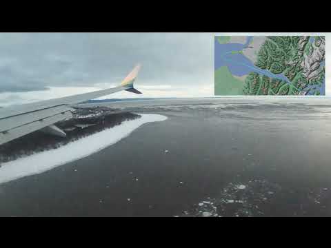 【4K機窓風景】アラスカ航空99便 極寒のアンカレッジ空港到着 5倍速です