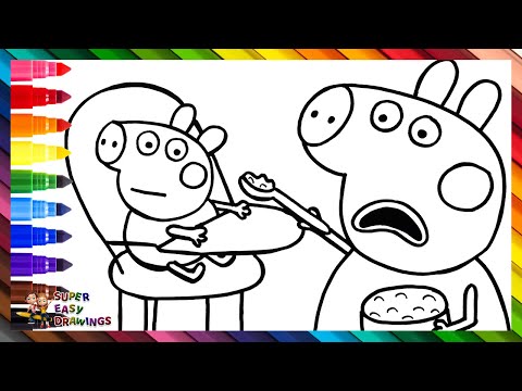 Draw and Color Peppa Pig Feeding Baby Alexander 🐷🥣🍼 Drawings for Kids