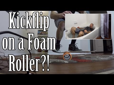 Foam Roller Indo Board Kickflip Challenge (Fail = Ice Bath)