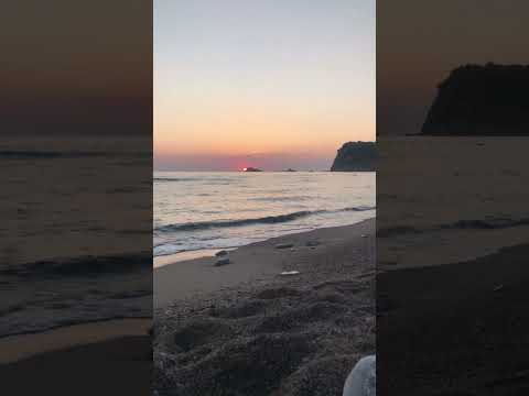 Beautiful sunset view at Buljarica beach in Montenegro filled with relaxing sounds of the sea.