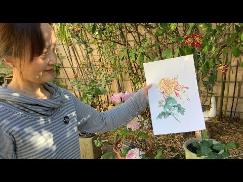 Victoria introducing her upcoming class on how to paint Chrysanthemum Flowers in Gongbi Style