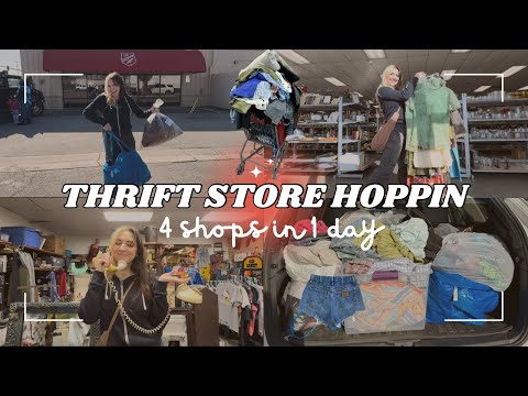 THRIFT WITH ME • THRIFT STORE HOPPING • 4 THRIFTS • $2.99 SALE  #thriftedfashion