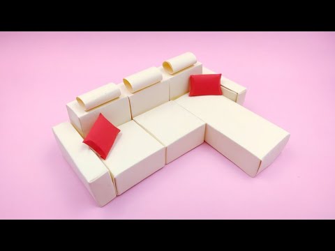 Easy making paper couch | Origami dollhouse couch | Mini paper sofa | Doll-house Furniture