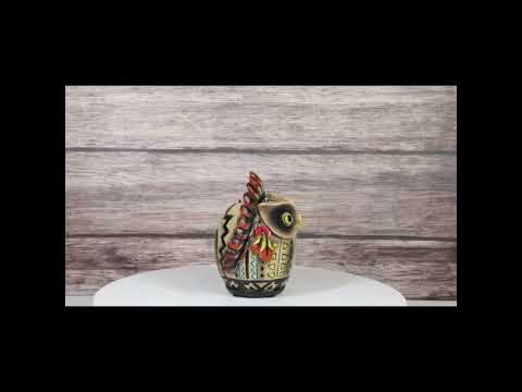 Southwestern Colorful Tribal Native Indian Owl Chief With Headdress Money Bank