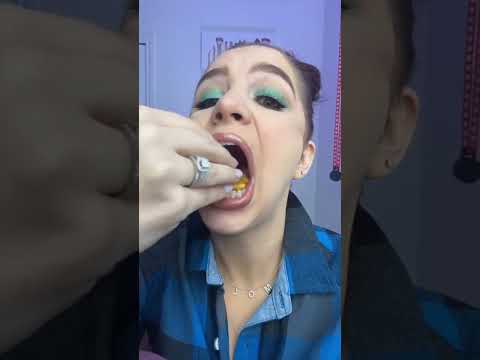 Eating a snack with lipgloss