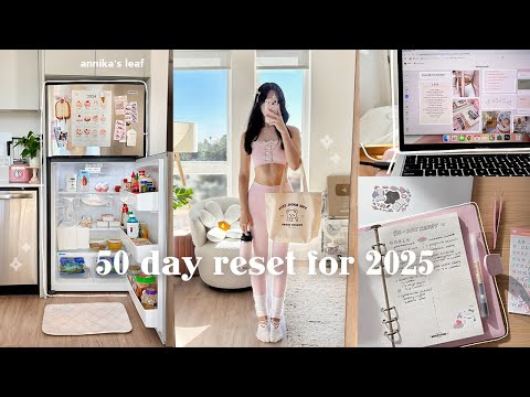 50 day life reset: leveling up for 2025🛁 apartment & fridge deep clean, finances, pilates, meal plan