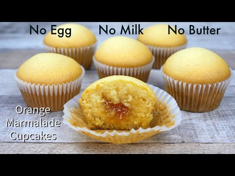 Super Moist Orange Marmalade Cupcakes | No Egg No Milk No Butter Cake