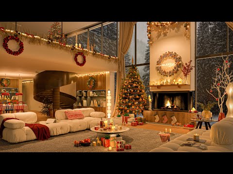 Festive Living Room Jazz 2025 🎄 | Tranquil Fireplace Ambience with Soothing Holiday Melodies