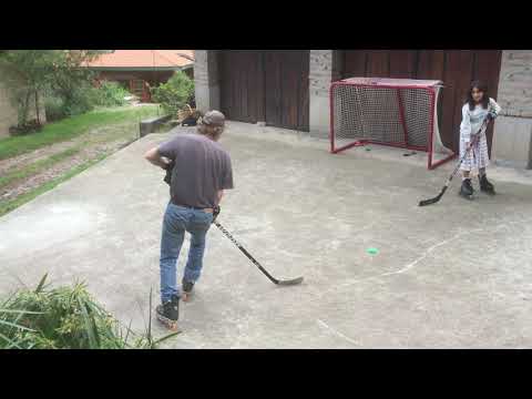 Playing hockey at the farm