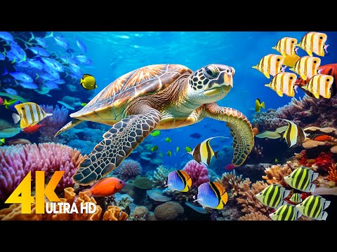 Ocean 4K - Sea Animals for Relaxation, Beautiful Coral Reef Fish in Aquarium (4K Video Ultra HD) #45