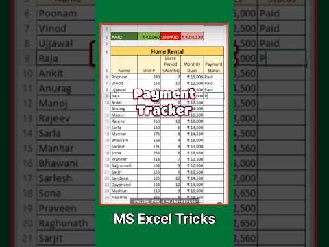 Payment Traker Exsel Me kaise banaye | Ms Excel Payment Traker  #shorts #short #msexcel #reel