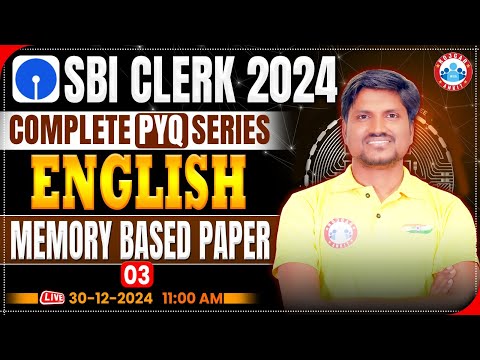 SBI Clerk 2024-25 | SBI Clerk English Memory Based Paper #03 | SBI Clerk English by RK Mehto Sir