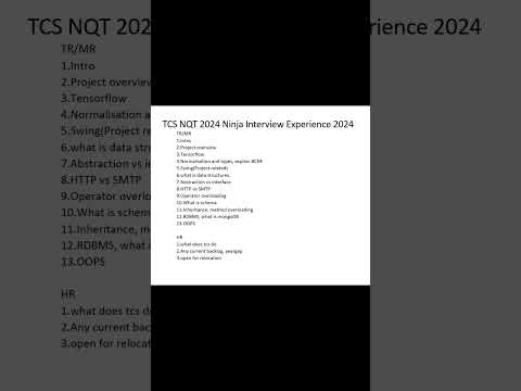 TCS NQT 2024 Ninja Interview Experience